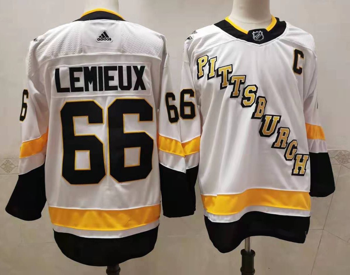 Men Pittsburgh Penguins 66 Lemieux White Authentic Stitched 2020 Adidias NHL Jersey